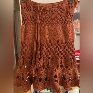 Patrizia Pepe Brown Wool Crochet Skirt - size 42